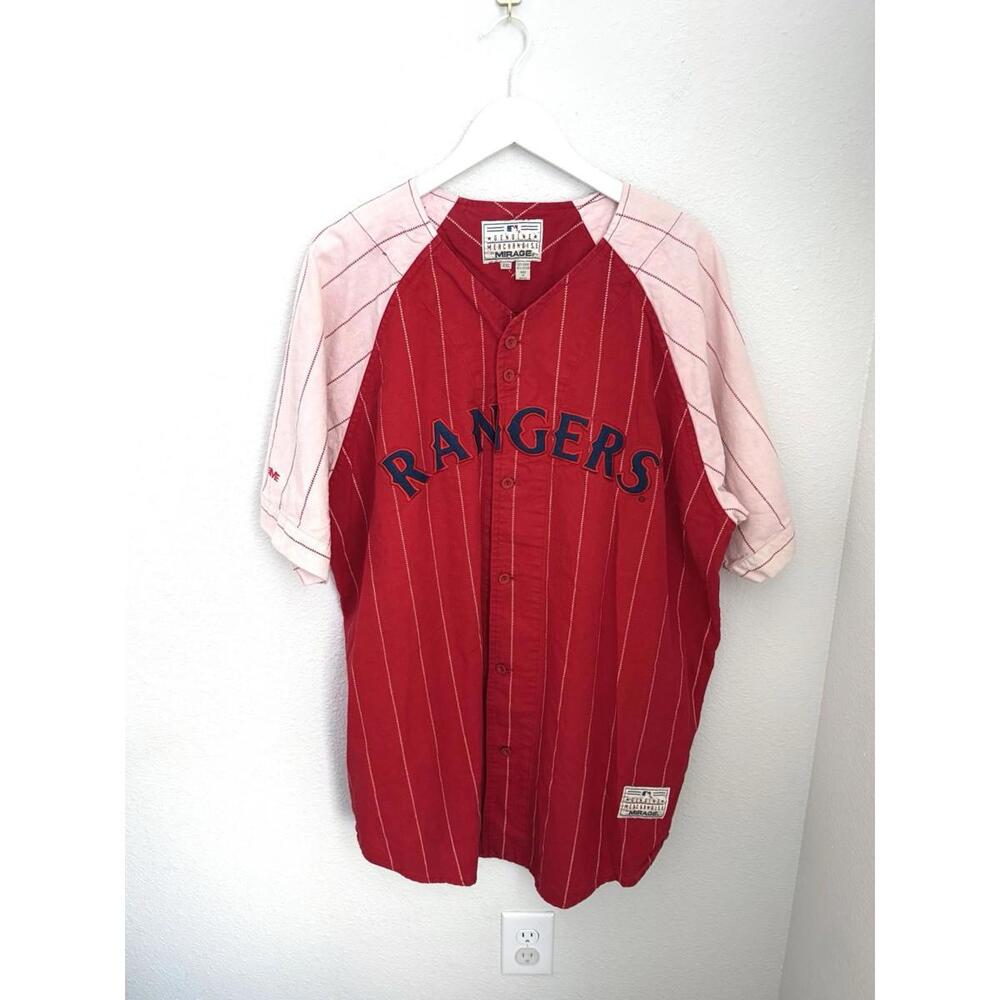 Vintage Men’s Sz XXL Texas Rangers Jersey Red Pink Mirage 22 Genuine Merchandise